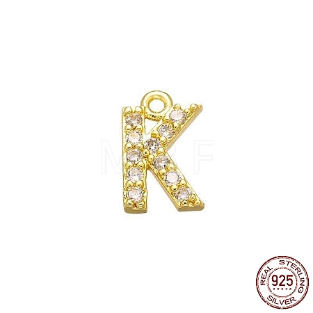 Real 18K Gold Plated 925 Sterling Silver Micro Pave Clear Cubic Zirconia Charms STER-P054-10G-K-1