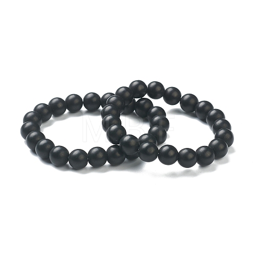 Matte Round Glass Beads Stretch Bracelets for Teen Girl Women BJEW-A117-D-23-1