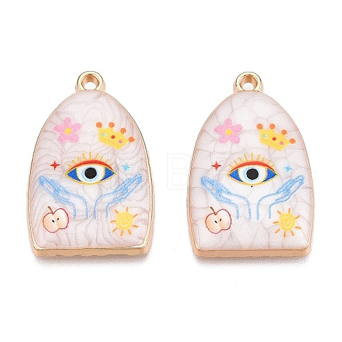 Printed Rack Plating Alloy Enamel Pendants ENAM-T020-03A-1