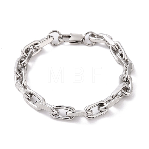 Non-Tarnish 201 Stainless Steel Oval Link Chain Bracelets for Men BJEW-R313-07P-1