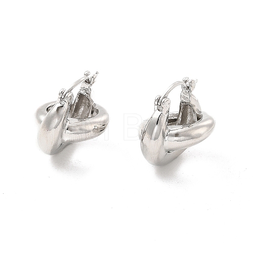 Brass Interlocking Rings Kont Hoop Earrings for Women EJEW-E273-02P-1