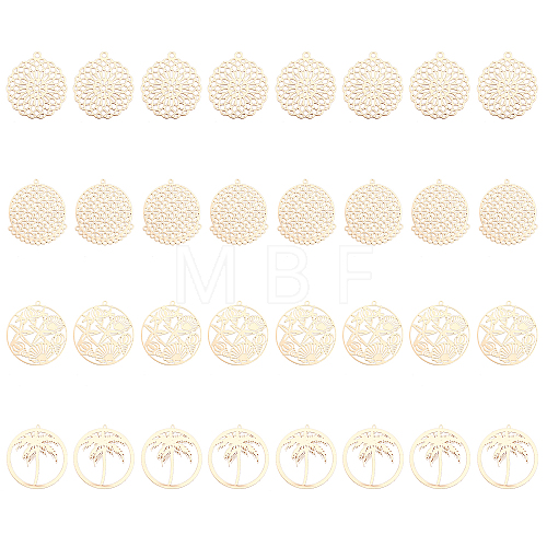 32Pcs 4 Styles Brass Pendants KKC-CA0001-08-1