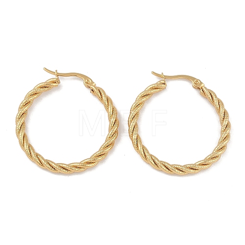 PVD Vacuum Plating 201 Stainless Steel Twist Hoop Earrings EJEW-I309-57B-G-1