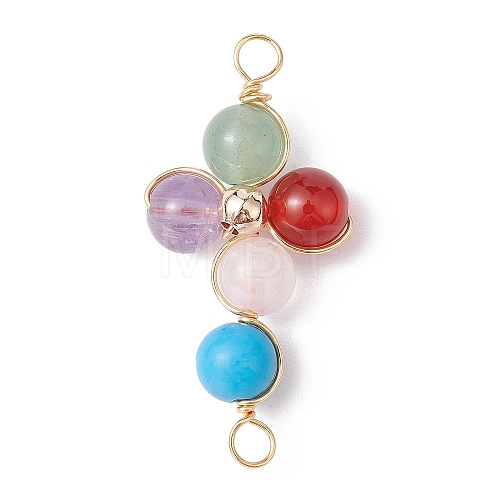 Mixed Gemstone Connector Charms PALLOY-JF02224-03-1