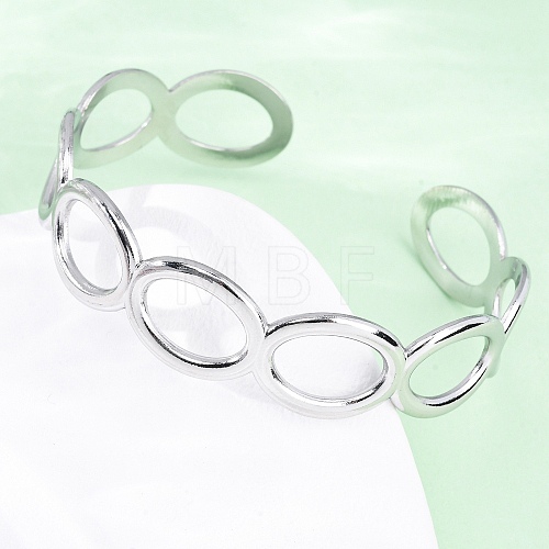 304 Stainless Steel Cuff Bangles for Women BJEW-D306-02P-1