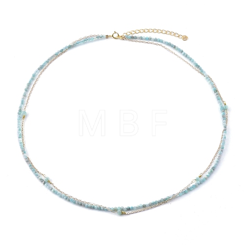 Faceted Natural Amazonite Tiered Necklaces NJEW-F212-06E-1