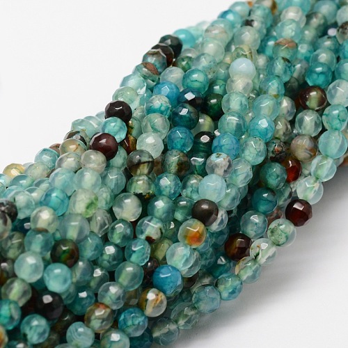 Faceted Natural Agate Round Beads Strands G-E318C-4mm-10-1