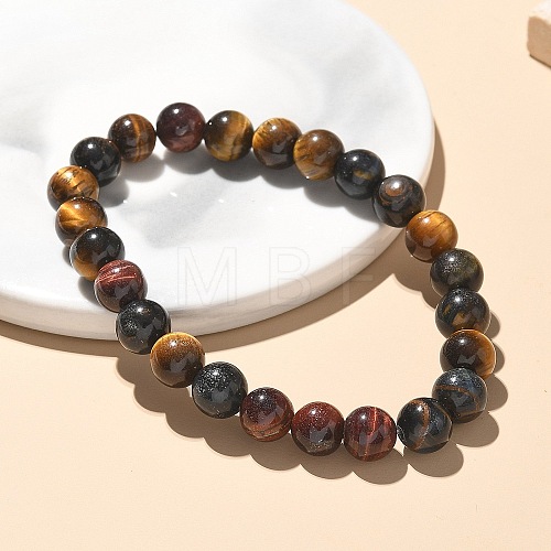 Natural Tiger Eye Bead Stretch Bracelets BJEW-K212-B-005-1