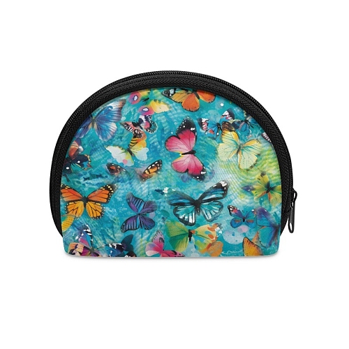 Printed Velvet Fabric Shell Shaped Coin Bags PW-WG0E758-04-1