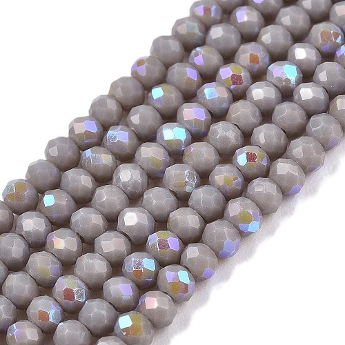 Electroplate Opaque Solid Color Glass Beads Strands EGLA-A044-P1mm-L10-1