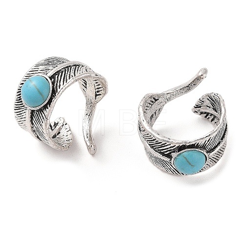 Synthetic Turquoise Cuff Rings RJEW-B107-07AS-1