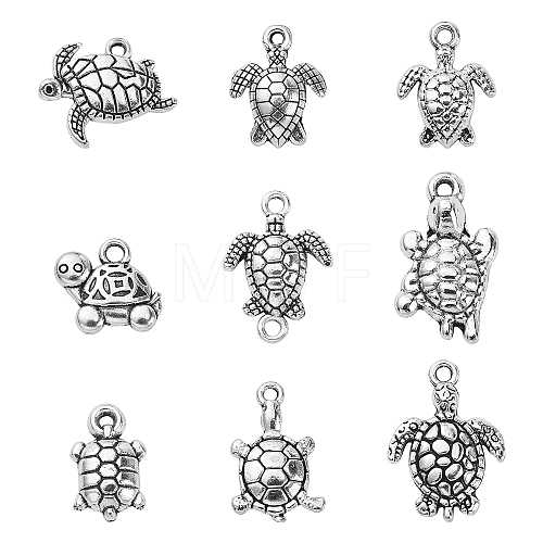 90Pcs 9 Styles Tibetan Style Zinc Alloy Charms TIBEP-CJ0002-02-1