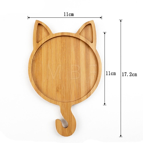 Cat Shape Wood Mosaic Base PW-WG55259-17-1