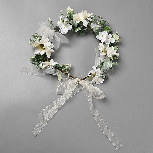 Cloth Artificial Flower Garland Headbands AJEW-WH20019-02C-1