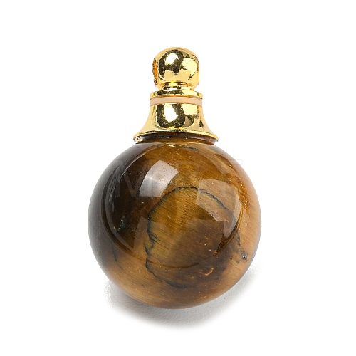 Natural Tiger Eye Perfume Bottle Pendants G-K338-22G-07-1