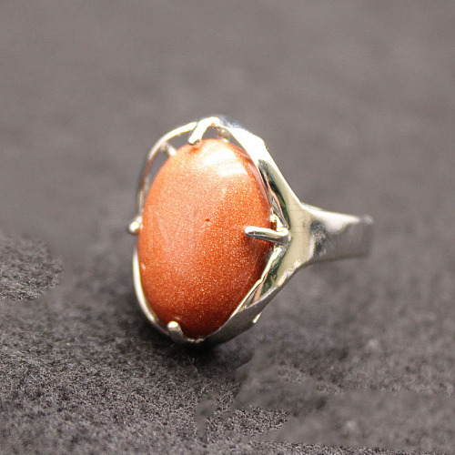 Oval Synthetic Goldstone Adjustable Ring FIND-PW0021-05K-1
