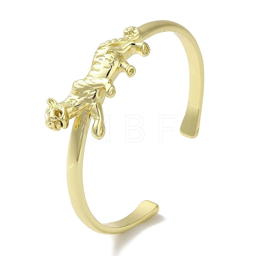 Brass Tiger Open Cuff Bangle for Women BJEW-K246-12G-1