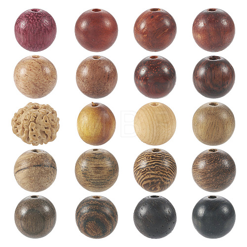 200Pcs 20 Styles Wood Beads WOOD-TA0001-79-1