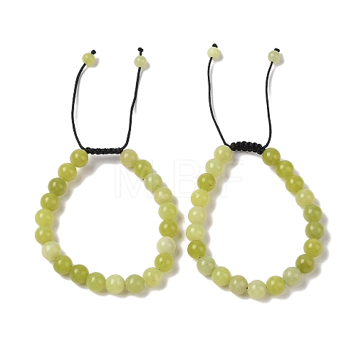 8mm Round Natural Lemon Jade Braided Bead Bracelets BJEW-C067-01B-02-1