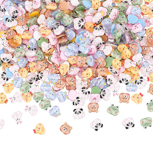 350Pcs 7 Styles Translucent Printed Resin Cabochons CRES-DC0001-02-1