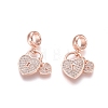 Brass Micro Pave Cubic Zirconia European Dangle Charms ZIRC-E163-13RG-2