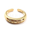 Clear Cubic Zirconia Bamboo Shape Open Cuff Ring for Women RJEW-C018-12G-1