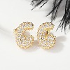 Brass Micro Pave Cubic Zirconia Stud Earrings EJEW-Z091-04G-C-5