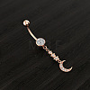 304 Stainless Steel Micro Pave Clear Cubic Zirconia Belly Rings WGC32A5-04-1