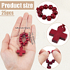 25Pcs Wood Cross & Round Beads Finger Rings RJEW-NB0001-09C-2