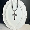 Vintage Religion Alloy Enamel Black Saint Benedict Medal Crucifix Cross Pendant Necklaces for Men Women ZV6035-8