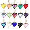 Glass Heart Pendant Necklaces NJEW-S428-01G-1