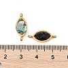 Natural Mixed Gemstone Chip 304 Stainless Steel Horse Eye Connector Charms KK-P300-12G-3