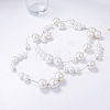 Alloy & Imitation Pearl Round Beaded Long Stackable Necklaces for Women WGFF48B-01-3