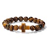 Natural Tiger Eye Round Beads Stretch Bracelets YG0612-11-1