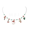 Christmas Tree & Candy Cane & Moon & Deer Alloy Pendant Necklace NJEW-JN04301-4