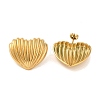 Texture Heart 304 Stainless Steel Stud Earrings for Women EJEW-U003-08G-2