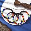 10 Round Om Mani Natural Obsidian & 8mm Round Mixed Stone Beaded Stretch Bracelets BJEW-JB10337-2