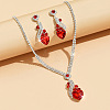 Brass Rhinestone Pendant Necklaces & Stud Earrings Sets for Women WGFE659-01-1