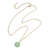 Brass Enamel Green Hexagon with Bee Pendant 304 Stainless Steel Cable Chain Necklaces for Women NJEW-JN05994-3