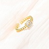 Brass Shell Open Cuff Rings for Women RJEW-K309-38G-2