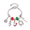 Christmas Theme Glass & Alloy European Beads Bracelets for Women BJEW-JB11198-02-1