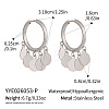 304 Stainless Steel Hoop Dangle Earrings for Women RN4149-3-2
