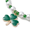 Alloy Enamel Clover Charm Bracelets BJEW-JB11217-3
