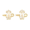 Brass Pave Cubic Zirconia Rectangle Connector Charms KK-P347-06G-03-2