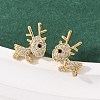Brass Micro Pave Clear Cubic Zirconia Deer Stud Earrings EJEW-F400-27A-G-1