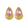 304 Stainless Steel & Glass Stud Earrings WG19409-02-2