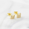 Brass Clear Cubic Zirconia Stud Earrings WGC2A80-13-1