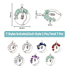 7Pcs 7 Styles Owl Alloy Chip Beads Copper Wire Wrapped Pendant Sets FIND-FH0006-75-2