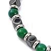 Synthetic Chrysocolla & Magnetic Synthetic Hematite Round Beaded Bracelet BJEW-P339-02P-04-2