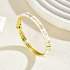 Zinc Alloy Enamel Flower Hinged Cuff Bangles for Women UK8681-7-1